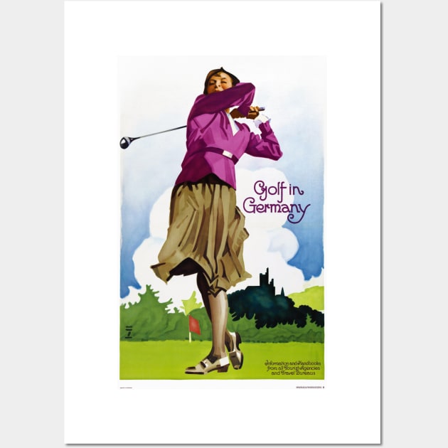 Vintage Travel Poster Germany - Golf in Germany Wall Art by vintagetreasure